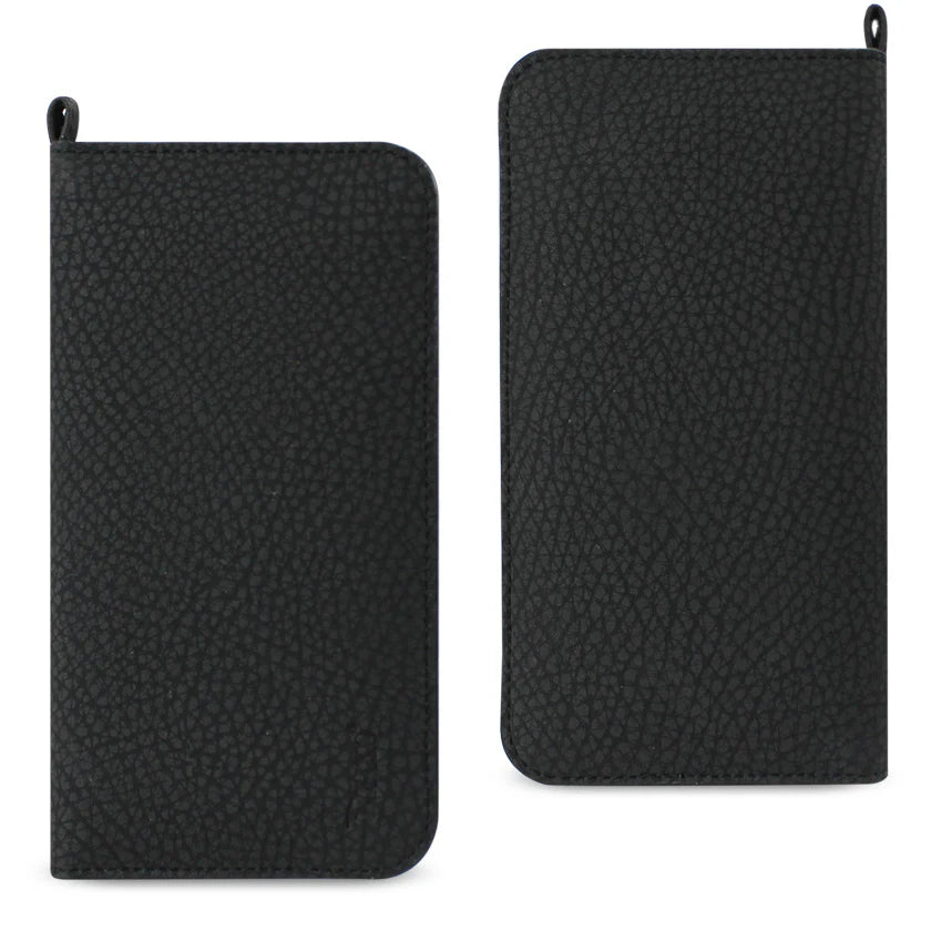 REIKO UNIVERSAL WALLET PHONE CASE IPHONE 6 PLUS/ 6S PLUS/ 7 PLUS/ SAMSUNG GALAXY S8 EDGE WITH SIDE POCKETS AND MAGNETIC FLAP IN BLACK (6.37X3.21X0.43 INCHES SLIM) (FC33-643204BK)